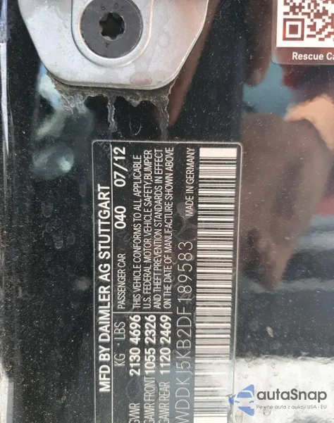 2013 Mercedes-Benz E 350 z USA, uszkodzony, nr VIN WDDKJ5KB2DF189583